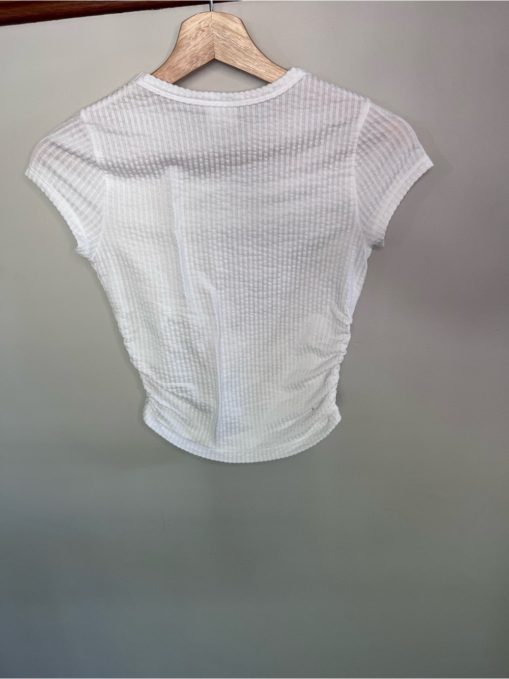 Abercrombie Kids Girls White Textured Ruched Side Short Sleeve Top Size 11/12 - Picture 3 of 5